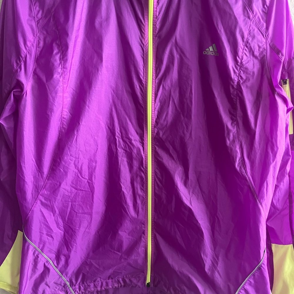 Adidas Women's Climaspeed Purple Full Zip Lightweight Running Windbreaker Size L - Picture 4 of 11